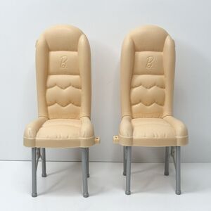 Barbie Pop Up Camper RV Van Replacement Chairs Set of 2 Beige Seats Silver Legs